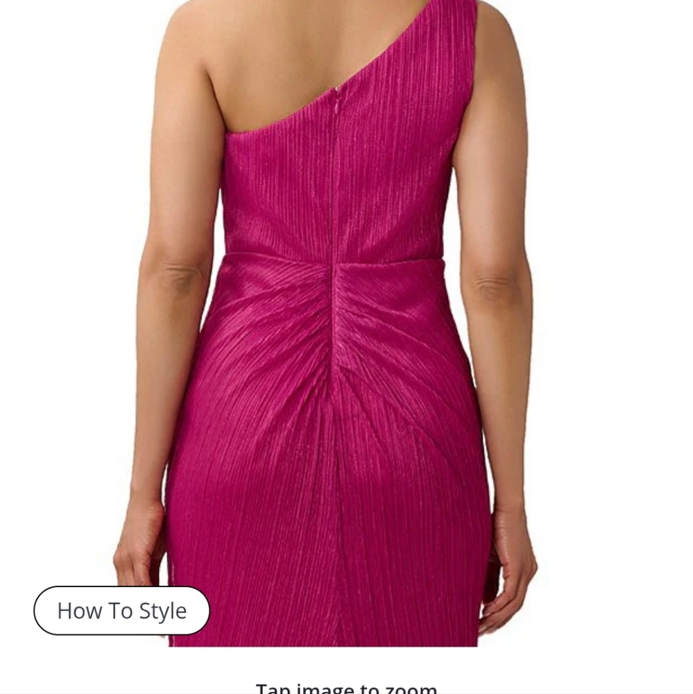 Adrianna Papell One Shoulder Metallic Ruched Front Gown - Picture 4 of 10